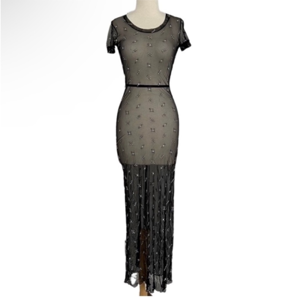 VINTAGE 90s Necessary Objects Sheer Black Dress Size XS